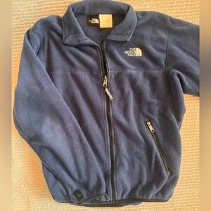 The North Face blue fleece with white logo